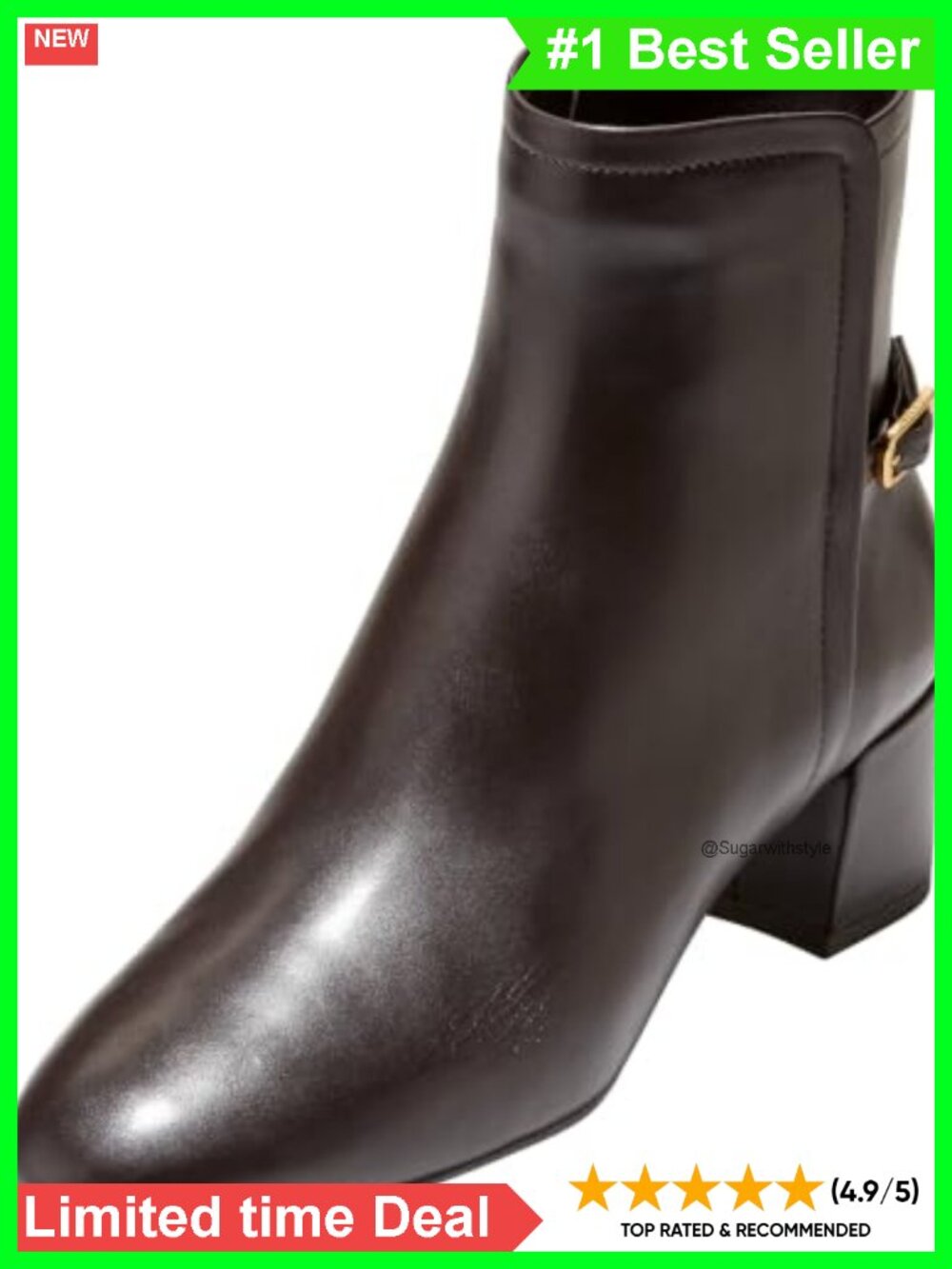 Women's Leather Ankle Booties Round Toe Flat Business Casual Boots
